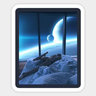 Waking up in Space Sticker